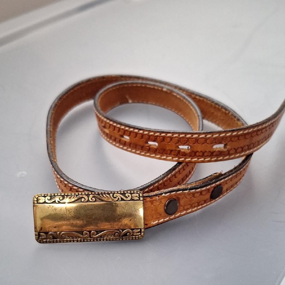 Vintage genuine leather Belt / with removable belt buckle
